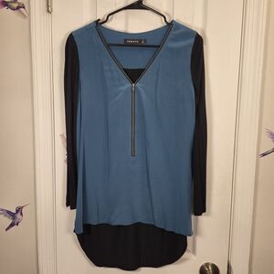 Trouvé Silk-Blend Colorblock Tunic Top | Modern Mixed Media Design